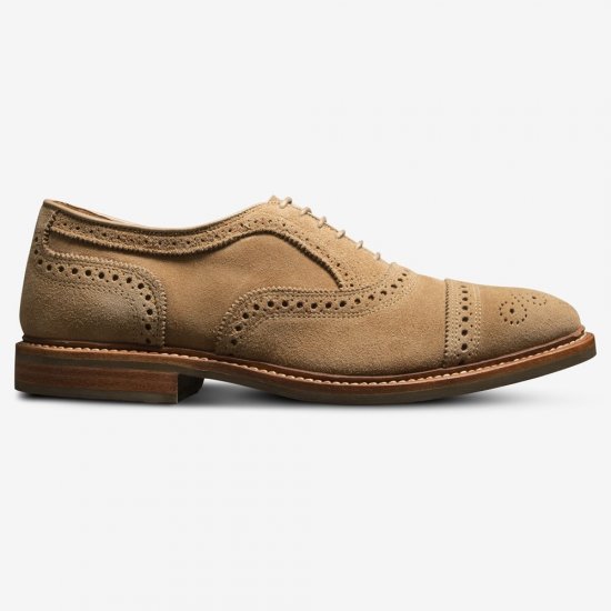 Allen Edmonds Strandmok Cap-toe Oxford with Dainite Rubber Sole Camel Suede XQkB69Bk