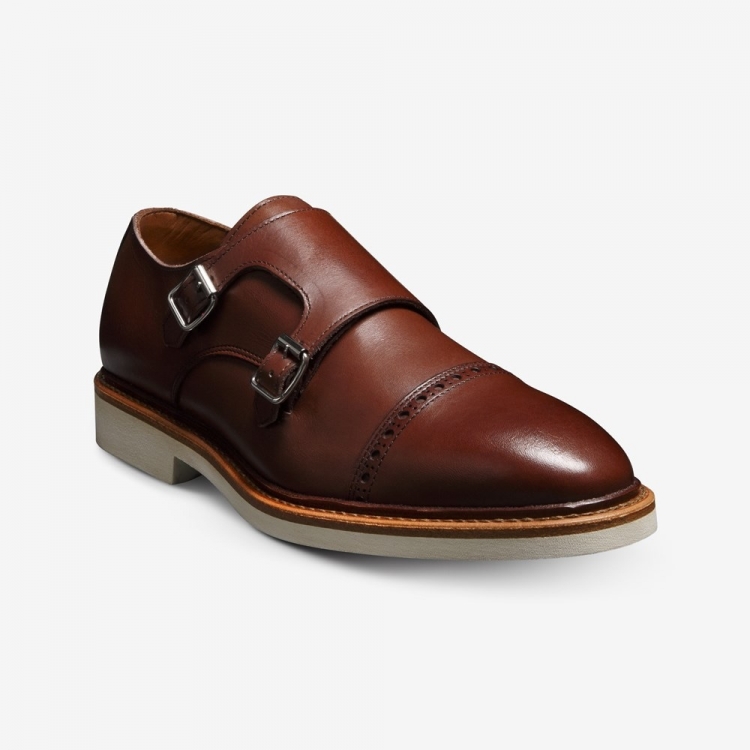 Allen Edmonds Charles Double Monk Strap Dark Chili Leather n5zEvQLV - Click Image to Close