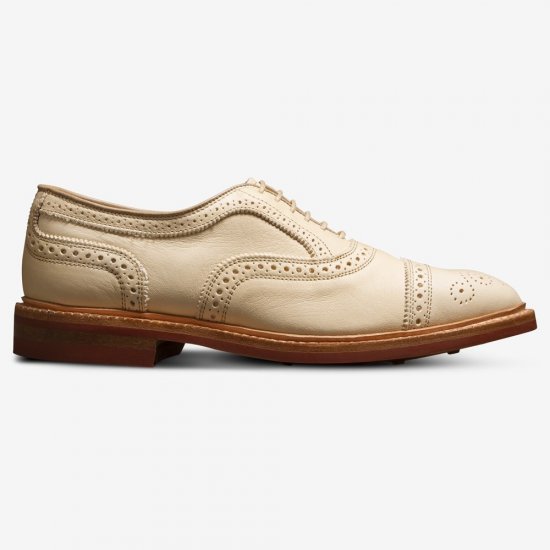 Allen Edmonds Strandmok Cap-toe Oxford with Dainite Rubber Sole Bone Vegetable-tanned Leather QvnFJXV9