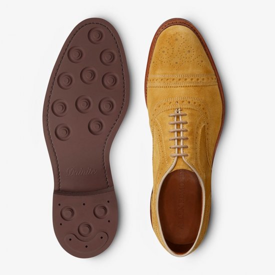 Allen Edmonds Strandmok Cap-toe Oxford with Dainite Rubber Sole Mineral Yellow Suede JbvnehAw