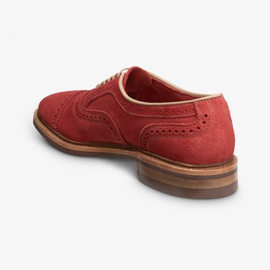 Allen Edmonds Strandmok Cap-toe Oxford with Dainite Rubber Sole Crimson Red Suede Jm4hKc0T