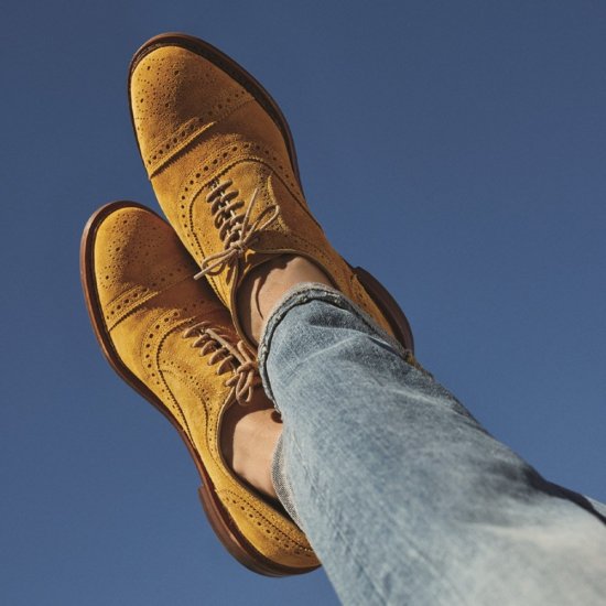 Allen Edmonds Strandmok Cap-toe Oxford with Dainite Rubber Sole Mineral Yellow Suede JbvnehAw