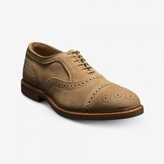 Allen Edmonds Strandmok Cap-toe Oxford with Dainite Rubber Sole Camel Suede XQkB69Bk