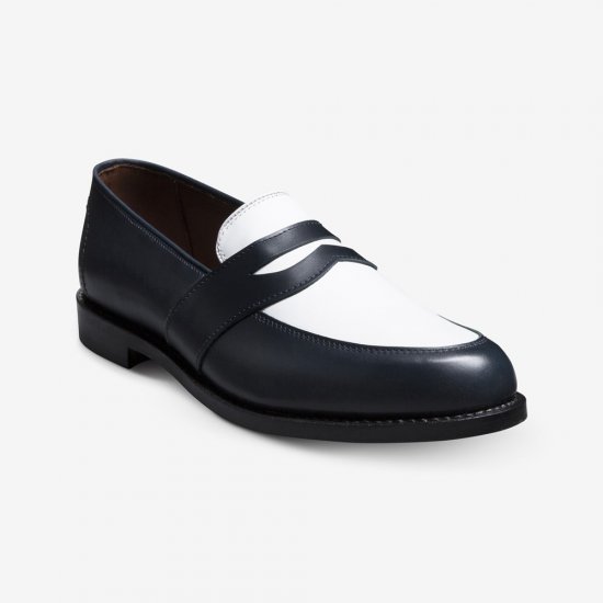 Allen Edmonds Randolph Spectator Penny Loafer Navy/White Leather dAc9zM94