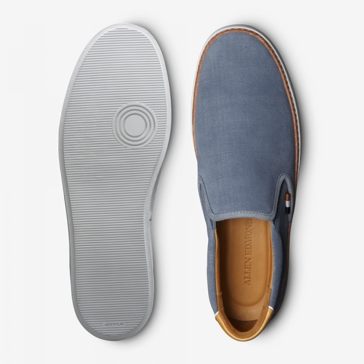 Allen Edmonds Alpha Suede Slip-on Sneaker Denim Suede 1EJ2GMv4 - Click Image to Close