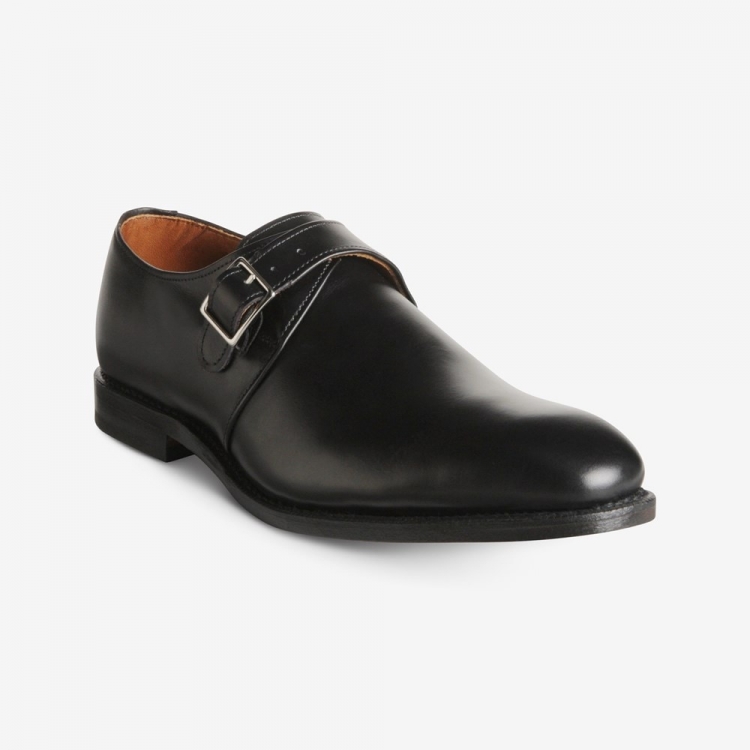 Allen Edmonds Plymouth Single Monk Strap Dress Shoe Black poxCMZPO - Click Image to Close