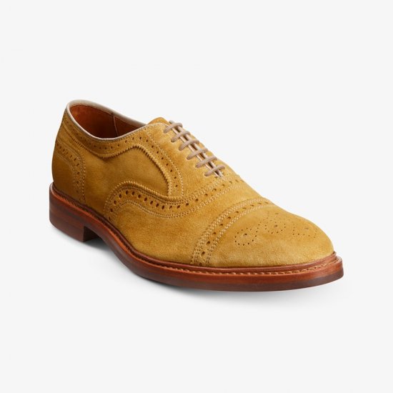 Allen Edmonds Strandmok Cap-toe Oxford with Dainite Rubber Sole Mineral Yellow Suede JbvnehAw