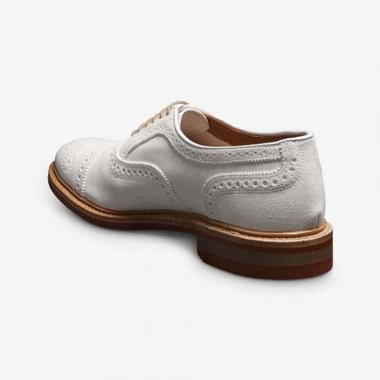 Allen Edmonds Strandmok Cap-toe Oxford with Dainite Rubber Sole White Suede aQztF3Rb